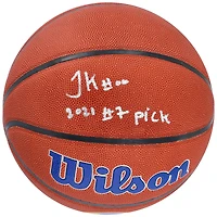 Jonathan Kuminga Golden State Warriors Autographed Wilson Team Logo Basketball with "2021 #7 Pick" Inscription