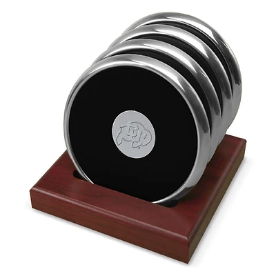Silver Colorado Buffaloes Coasters 4-Pack Set