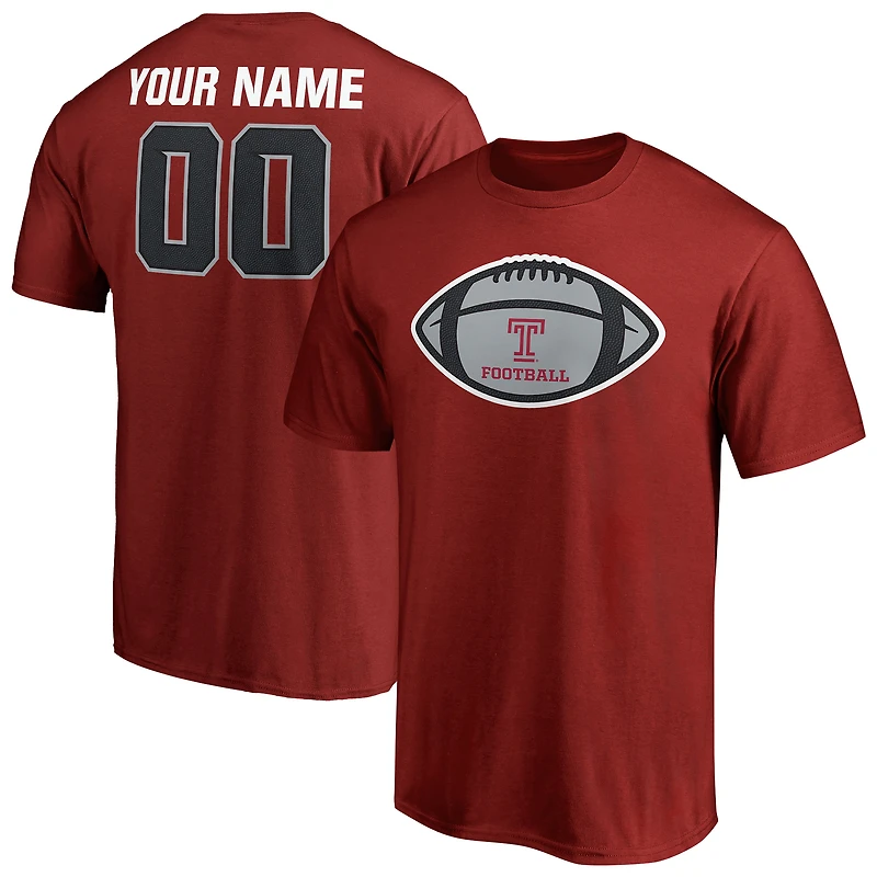 Men's Cherry Temple Owls Game Ball Football Personalized Name & Number T-Shirt