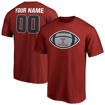 Men's Cherry Temple Owls Game Ball Football Personalized Name & Number T-Shirt