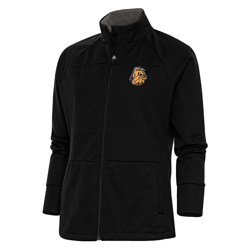 Women's Antigua Black Minnesota Duluth Bulldogs Links Full-Zip Golf Jacket