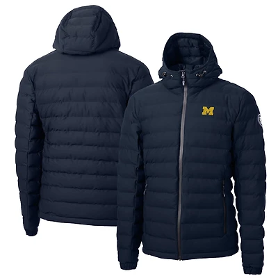 Men's Cutter & Buck Navy Michigan Wolverines Mission Ridge Repreve Eco Insulated Puffer Full-Zip Jacket