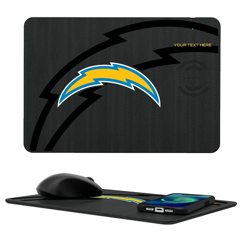 Keyscaper Los Angeles Chargers Personalized 15W Fast Wireless Charger and Mouse Pad