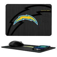 Keyscaper Los Angeles Chargers Personalized 15W Fast Wireless Charger and Mouse Pad
