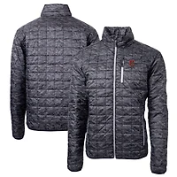 Men's Cutter & Buck  Black Cornell Big Red Rainier Primaloft Eco Full-Zip Hooded Jacket