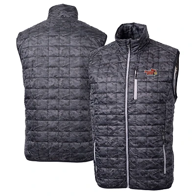 Men's Cutter & Buck  Black Illinois State Redbirds Rainier PrimaLoft Eco Insulated Printed Full-Zip Puffer Vest