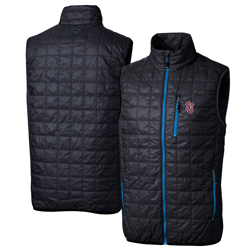 Men's Cutter & Buck  Navy St. John's Red Storm Rainier PrimaLoft Eco Insulated Full-Zip Puffer Vest