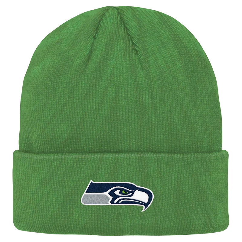 Youth Neon Green Seattle Seahawks Tie-Dye Cuffed Knit Hat