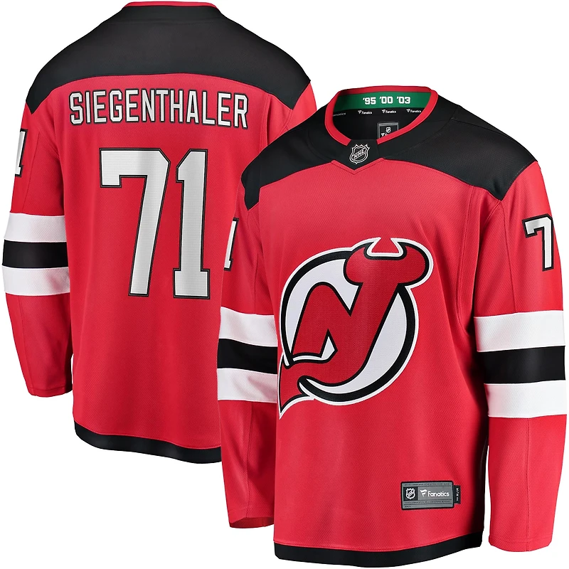 Men's Fanatics Jonas Siegenthaler Red New Jersey Devils Home Breakaway Player Jersey