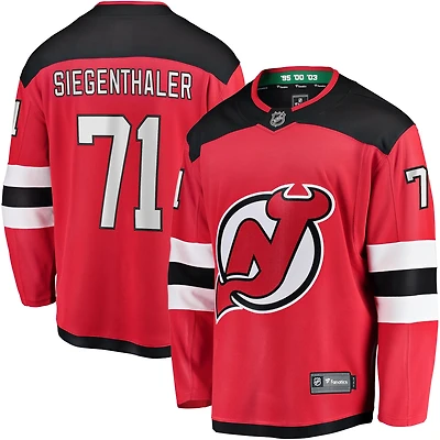 Men's Fanatics Jonas Siegenthaler Red New Jersey Devils Home Breakaway Player Jersey
