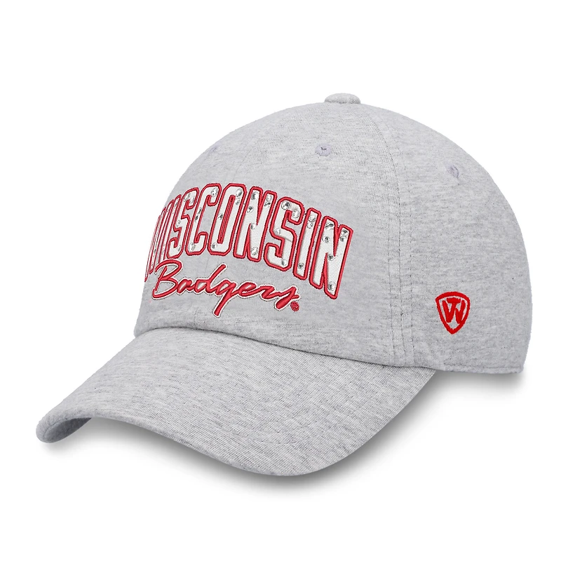 Women's Top of the World Heather Gray Wisconsin Badgers Rhinestone Christy Adjustable Hat