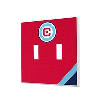 Chicago Fire Diagonal Stripe Design Double Toggle Lightswitch Plate