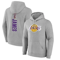 Men's LeBron James Heathered Gray Los Angeles Lakers Playmaker Name & Number Pullover Hoodie