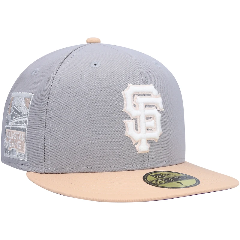 Men's New Era Gray/Peach San Francisco Giants 2007 MLB All-Star Game Purple Undervisor 59FIFTY Fitted Hat