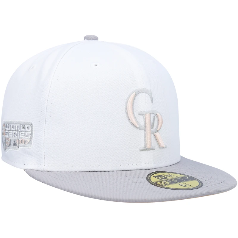 Men's New Era White/Gray Colorado Rockies 2007 World Series Side Patch Undervisor 59FIFTY Fitted Hat