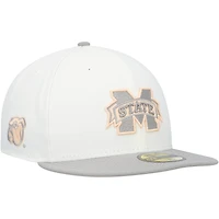 Men's New Era White/Gray Mississippi State Bulldogs Neutral Apricot 59FIFTY Fitted Hat