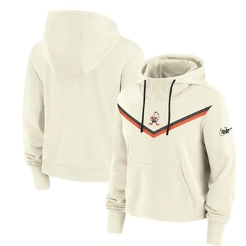 Women's Nike Cream Cleveland Browns Historic Performance Pullover Hoodie