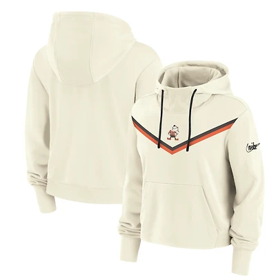 Women's Nike Cream Cleveland Browns Historic Performance Pullover Hoodie