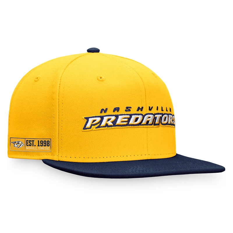 Men's Fanatics Gold/Navy Nashville Predators Iconic Color Blocked Snapback Hat