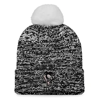 Women's Fanatics Black Pittsburgh Penguins Glimmer Cuffed Knit Hat with Pom