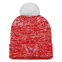 Women's Fanatics Red Washington Capitals Glimmer Cuffed Knit Hat with Pom