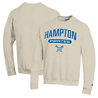 Men's Champion Oatmeal Hampton Pirates Eco Powerblend Crewneck Pullover Sweatshirt