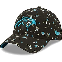 Women's New Era Black Carolina Panthers  Floral 9TWENTY Adjustable Hat