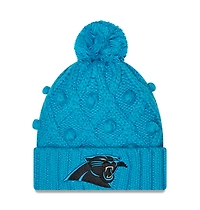 Women's New Era Blue Carolina Panthers Toasty Cuffed Knit Hat with Pom
