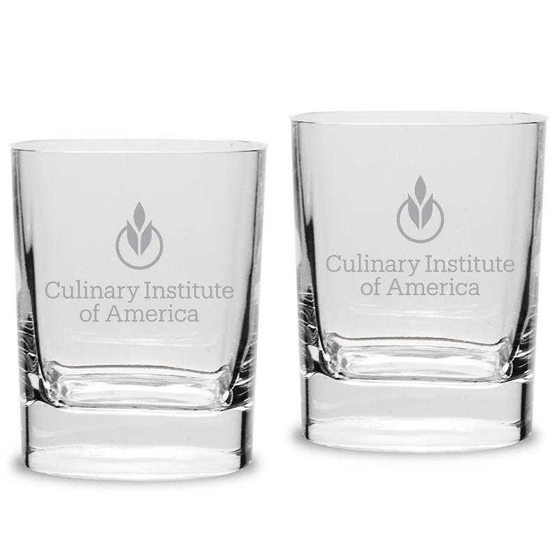 Culinary Institute of America Steels 11.75oz. Square Double Old Fashioned Glass Set