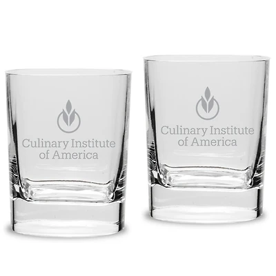Culinary Institute of America Steels 11.75oz. Square Double Old Fashioned Glass Set
