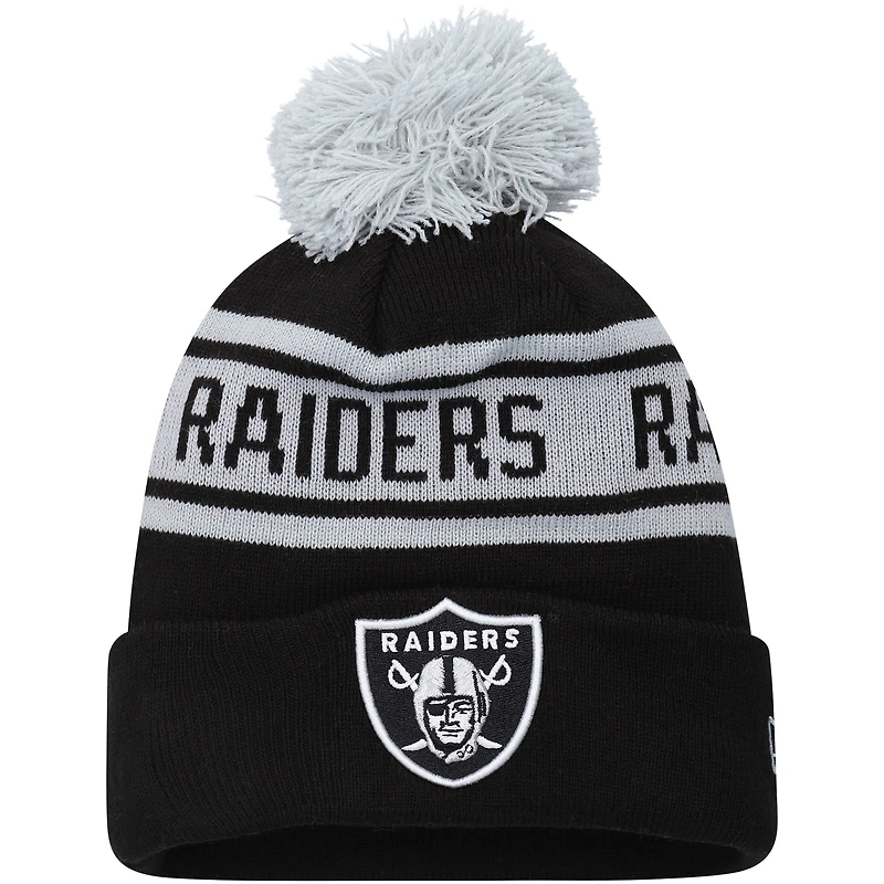 Youth New Era Black Las Vegas Raiders Repeat Cuffed Knit Hat with Pom