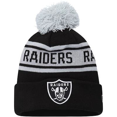 Youth New Era Black Las Vegas Raiders Repeat Cuffed Knit Hat with Pom