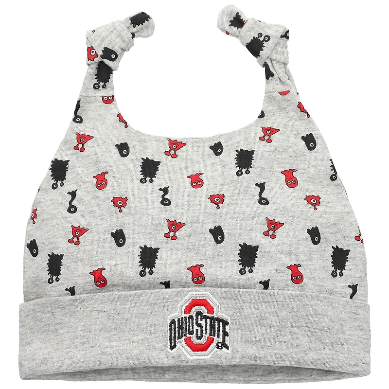 Newborn & Infant New Era Heather Gray Ohio State Buckeyes Critter Cuffed Knit Hat