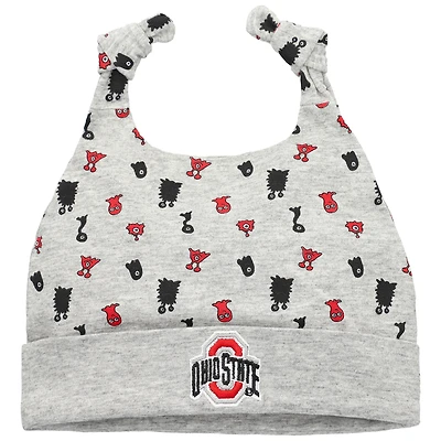 Newborn & Infant New Era Heather Gray Ohio State Buckeyes Critter Cuffed Knit Hat