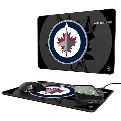 Keyscaper Winnipeg Jets Personalized 15W Fast Wireless Charger and Mouse Pad
