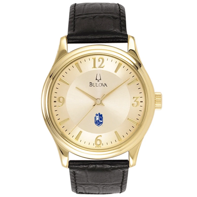 Bulova Gold SUNY Geneseo Knights Stainless Steel Watch with Leather Band
