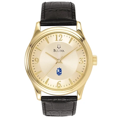 Bulova Gold SUNY Geneseo Knights Stainless Steel Watch with Leather Band