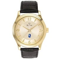 Bulova Gold SUNY Geneseo Knights Stainless Steel Watch with Leather Band