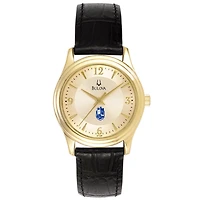 Women's Bulova Gold SUNY Geneseo Knights Stainless Steel Watch with Leather Band