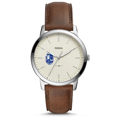 Fossil Silver SUNY Geneseo Knights The Minimalist Brown Leather Watch