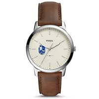 Fossil Silver SUNY Geneseo Knights The Minimalist Brown Leather Watch
