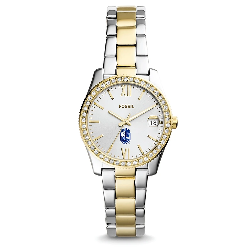Women's Fossil Silver SUNY Geneseo Knights Scarlette Mini Two-Tone Stainless Steel Watch