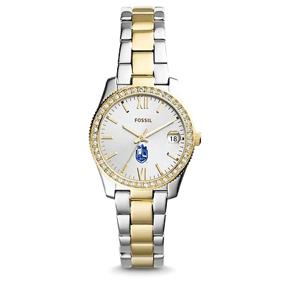 Women's Fossil Silver SUNY Geneseo Knights Scarlette Mini Two-Tone Stainless Steel Watch