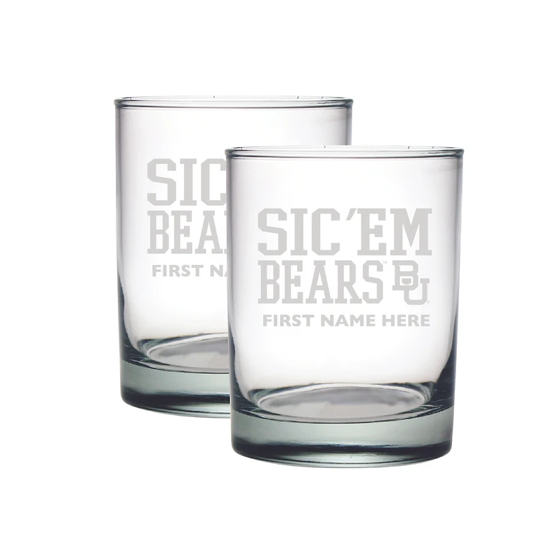 Baylor Bears Two-Pack 14oz. Personalized Etched Glass