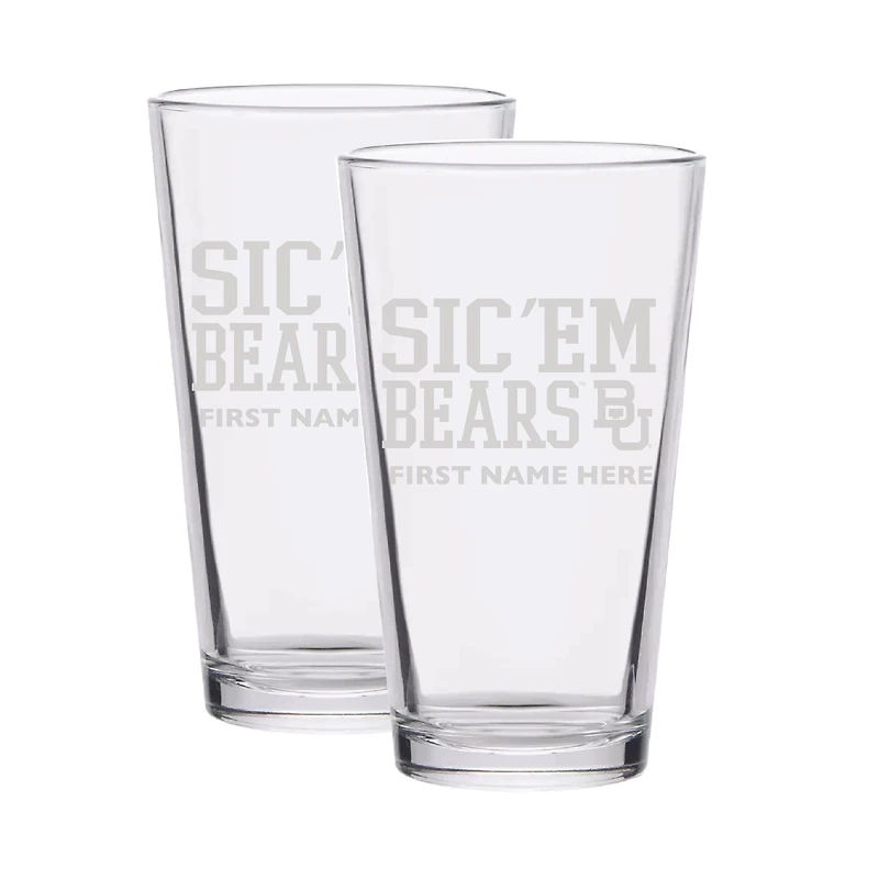 Baylor Bears Two-Pack 16oz. Personalized Etched Glass