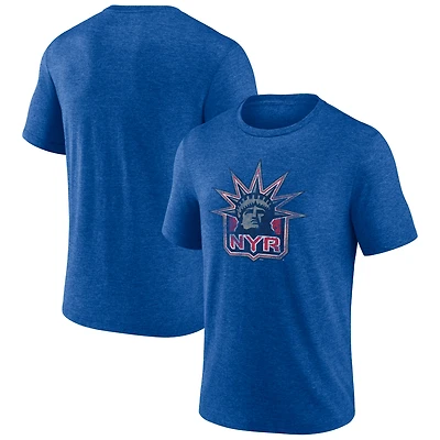 Men's  Blue New York Rangers Wraparound Tri-Blend T-Shirt