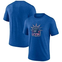 Men's  Blue New York Rangers Wraparound Tri-Blend T-Shirt