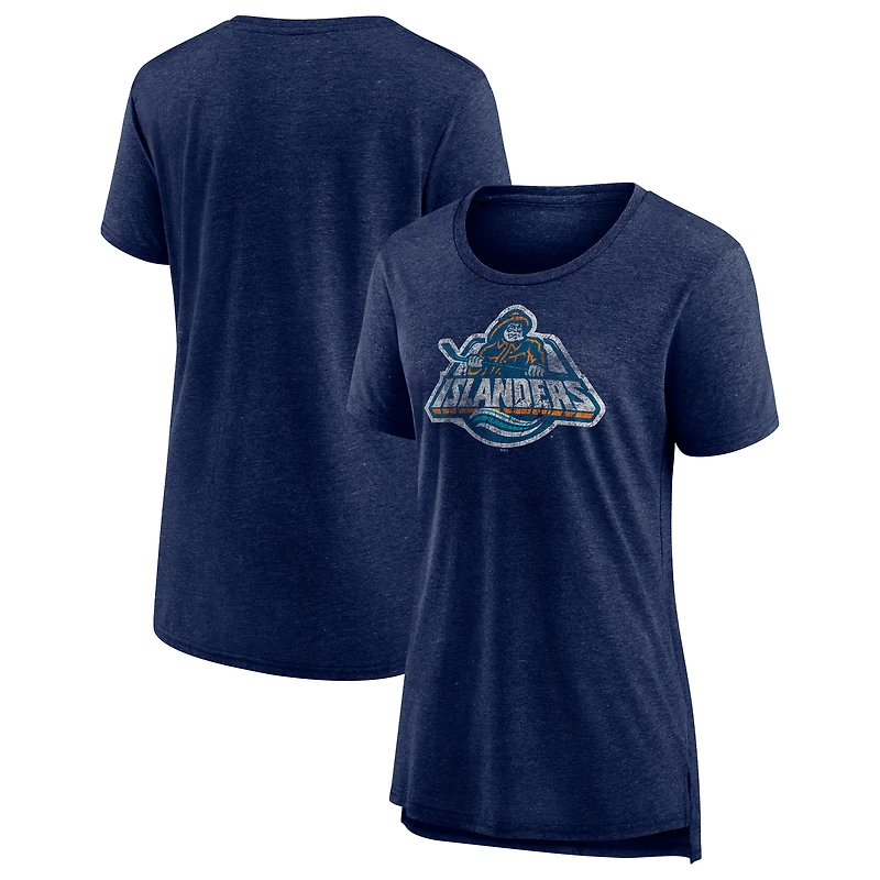 Women's  Navy New York Islanders Slow Whistle Tri-Blend T-Shirt