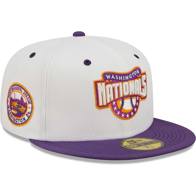 Men's New Era White/Purple Washington Nationals 2008 Nationals Park Inaugural Season Grape Lolli 59FIFTY Fitted Hat