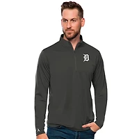 Men's Antigua Charcoal Detroit Tigers Tribute Quarter-Zip Pullover Top